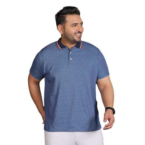 Bigbanana Plus Size MenS Regular Fit Jacquard Polo Tshirt (Seoul,Blue,3Xl)