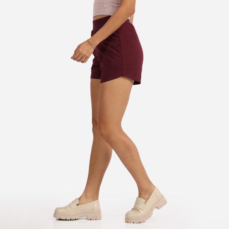 BlissClub Groove-in Cotton Shorts | Cotton Shorts | Side Pockets | Stretchy |Curved Hem