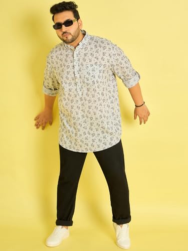Bigbanana Men'S Plus Size Printed White Color Kurta(Lipkovo,White,2Xl)