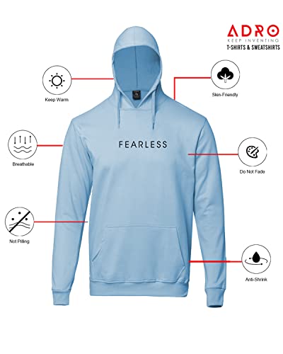 ADRO Men's Cotton Neck Hooded Sweatshirt (H22-M-FRL-SK_SkyBlue_M)