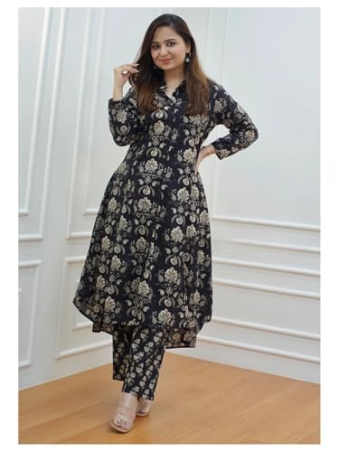 Greciilooks Rayon Standard Length Formal Travel Floral Printed Ethnic Co-Ord Kurta Set For Women (Available In 2Xl And 3Xl) (Gl-