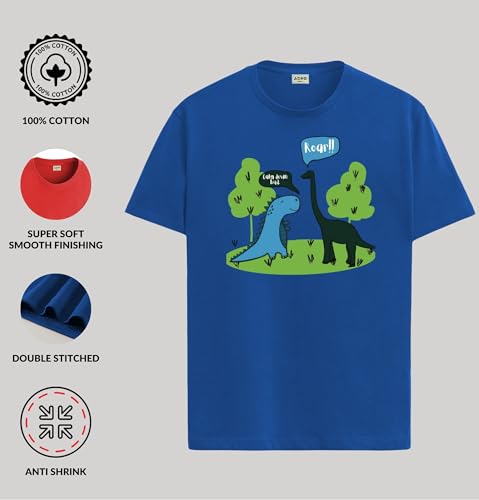 ADRO T Shirts for Boys & Girls | Dinosaur Roar Printed T-Shirt | Ages 3-14 | 100% Cotton Round Neck Tshirt for Boys |KRN-L2-ROAR