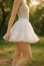 Malco Modes Fluffy Tutu Mini Skirt for Women | White Tutu | Festival | Rave Outfit | Costume Wear
