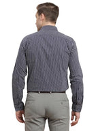 Turtle Men 100% Cotton Slim Fit Blue Striped Full Sleeve Formal Shirt
