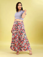 Kzully Crepe Western WomenS Skirts Blue-Rose