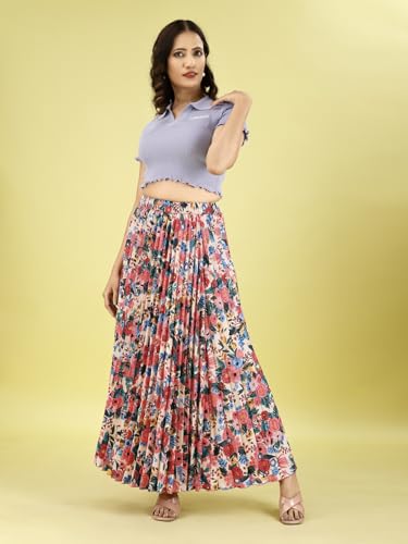 Kzully Crepe Western WomenS Skirts Blue-Rose