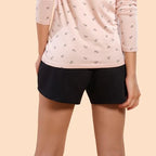 Enamor Essentials Womens Relaxed Fit Mid Rise 100% Cotton Mid-Thigh Length Shorts With Adjustable Waistband & Pockets - E078(E0