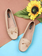 Shoetopia Womens Block Heel Loafers Cream