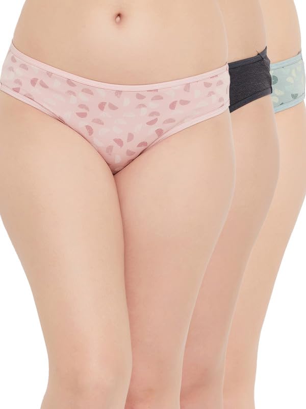 Clovia Womens Cotton Pack of 3 Low Waist Bikini Panties (PNC530011_Multicolor_XXL)