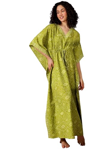 Libas WomenS Cotton Regular Night Suits Nightgown (50275_Green_One Size)