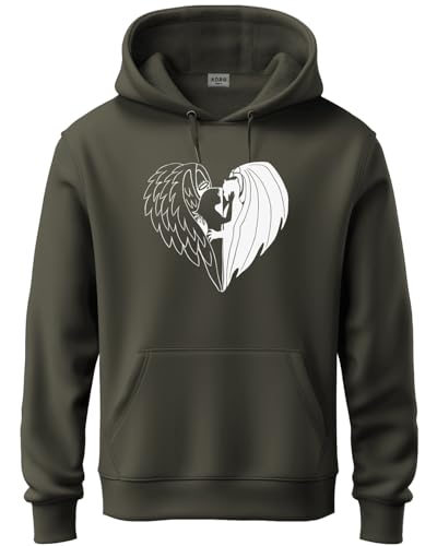 ADRO Men's Cotton Neck Hooded Sweatshirt (H24-DEVI-OL-2XL_Olive)