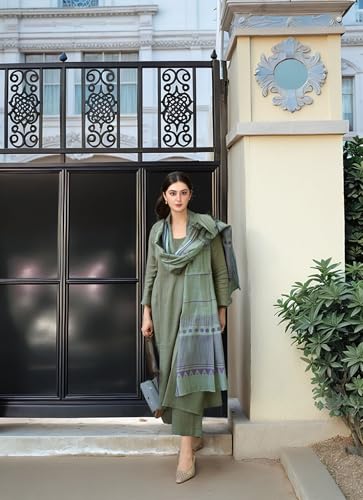 ANNI DESIGNER Womens Rayon Blend Solid Straight Kurta with Pant & Dupatta (Raja Saab Green-VKS04_L_Green_Large)