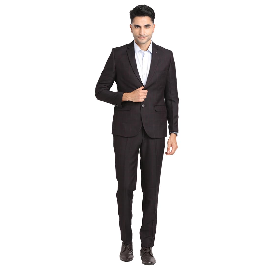 Turtle Men Terry Rayon Checkered Grey Party Suit (2 Piece)