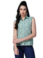 OOMPH! Summer Shirts for Women, Floral Printed, Green