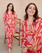 ANNI DESIGNER Womens Cotton Blend Printed Ethnic Co-ord Set (Badima Red-NW_S_Red_Small)
