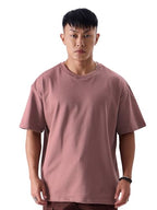 The Souled Store Solids: Dusty Rose Mens Oversized Fit Solid Half Sleeve Cotton Red Oversized T-Shirts Oversized T-Shirts Fashio