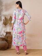 Anni Designer Women'S Cotton Blend Straight Printed Kurta