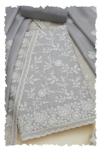 Soch Women Kota Floral Print Unstitch Dress Material with Thread Work