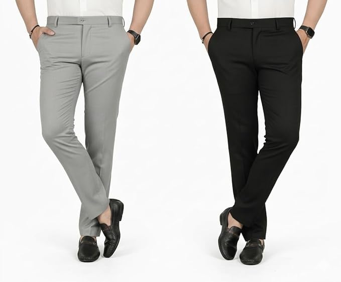 MenS Track Pants | Combo Pack Of 2 | Lycra Blend | Regular Fit | Mid Rise | Stretchable | Belt Waistband | Casual Wear Trouser  34