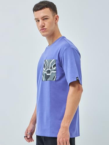 Bewakoof Heavy Duty 1.0 Official Marvel Merchandise Mens Graphic Printed Oversized Fit Half Sleeve Round Neck Terry T-Shirt_ 60