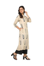 Soch Womens Beige Cotton Flex Botanical Print Kurta