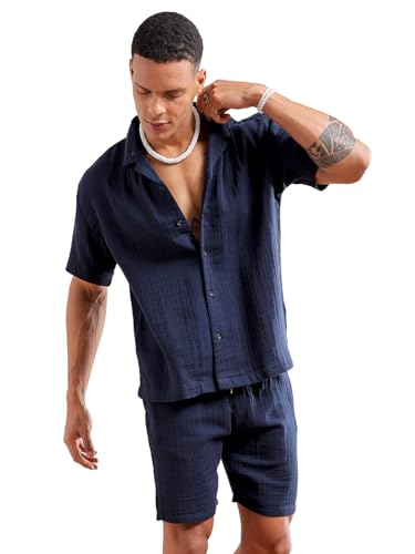 The Indian Garage Co Mens Regular Fit Solid and Co-ords Set