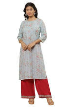 W For Woman W Women Blue Festive Floral Print Cotton Kurta Set With Parallel Pant_24Onws10110-121086_3Xl