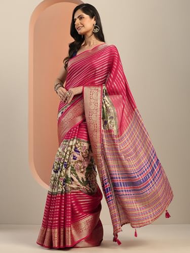 Libas Womens Woven Design Silk Blend Saree With Blouse Piece