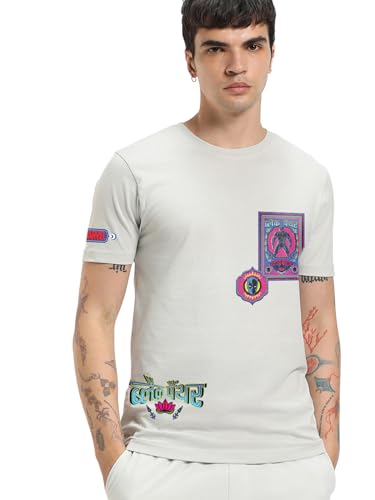Bewakoof Official Marvel Merchandise Black Panther Mens Graphic Print Regular Fit Half Sleeve Round Neck Cotton T-Shirt_671245_