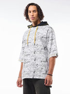 Bewakoof Heavy Duty 1.0 Official Cartoon Network Merchandise Mens Printed Oversized Fit Half Sleeve Hooded Neck Cotton T-Shirt_