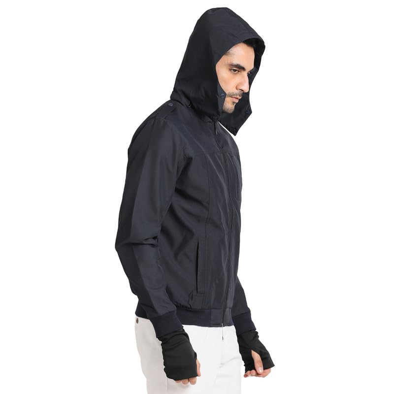 Turtle Men Cotton Stretch Navy Blue Plain Regular Fit Full Sleeve Casual Windcheater