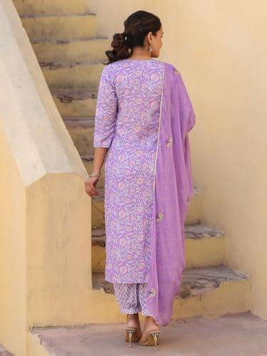 ANNI DESIGNER Womens Rayon Blend Printed Straight Kurta with Pant & Dupatta (WELCO-Purple-NW_5XL_Purple_XXXXX-Large)