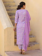 ANNI DESIGNER Womens Rayon Blend Printed Straight Kurta with Pant & Dupatta (WELCO-Purple-NW_5XL_Purple_XXXXX-Large)