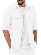 Trillmixa MenS Polyester Shirt With Spread Collar Neck Full Sleeves Two Side Pockets Solid Pattern Relaxed Fit And Standard Len