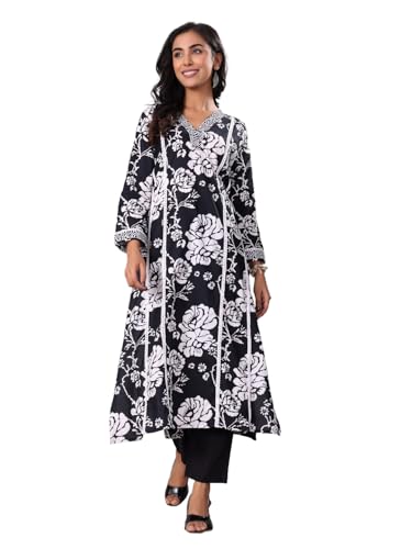 Varanga Women V Neck Bold Floral Printed With Trouser