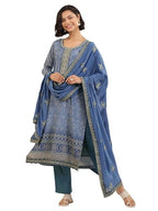 Libas Blue Printed Chinon Straight Kurta Set For Women (99071Orm)