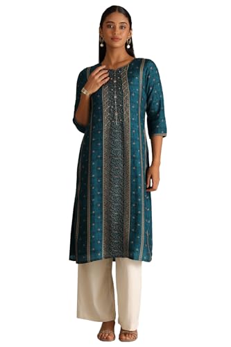 Soch Women Dola Silk Botanical Print Kurta with Mirror and