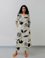ANNI DESIGNER Womens Rayon Blend Straight Printed Kurta with Pant (ANAAR-BEIGE_L_Beige_Large)