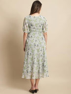 Tee Projekt Women Stylish Floral Maxi Dress| Short-Long Dress | Floral Print Olive