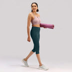 BlissClub Womens The Ultimate Capris, 3/4th Length Pants, Super- High Waist, 2 Pockets, Wide Waistband, Activewear for Women