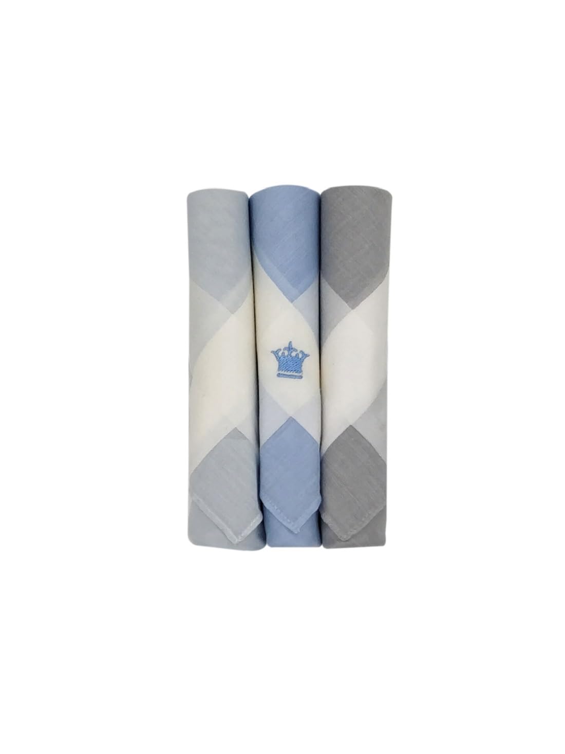 Louis Philippe MenS Cotton Pastel Handkerchief (Pack Of 3) Blue, Grey, White