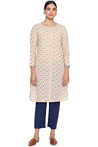 W For Woman Women'S Cotton Regular Kurta (22Maf11441-910359_Beige_L)