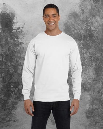 Mens 52 oz comfortSoft cotton Long-Sleeve T-Shirt - WHITE - S(D0102H7KTcJ)