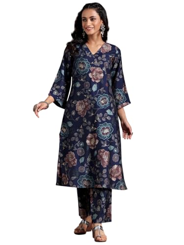 Libas Printed Silk Blend Regular Co-Ords Set For Women (27798R-M)