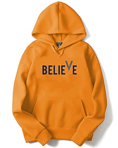 ADRO Men's Cotton Neck Hooded Sweatshirt (H21-M-BVV-MU_Mustard_XL)