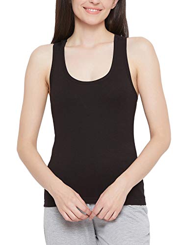 Clovia Womens Cotton Cotton Rich Basic Camisole (CM0008R13_Black_S)