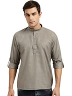 Sojanya (Since 1958, MenS Cotton Grey Short Kurta, Size: 42