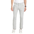 Turtle Men Cotton Linen Grey Checkered Ultra Slim Fit Flat Front Casual Trouser