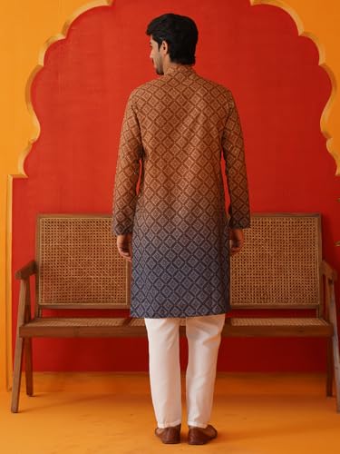 Jompers Brown Brown Ombre Printed Kurta Pyjama Set