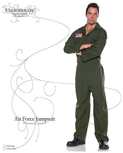 Men's Air Force Costume - Jumpsuit, Dark Green, One Size